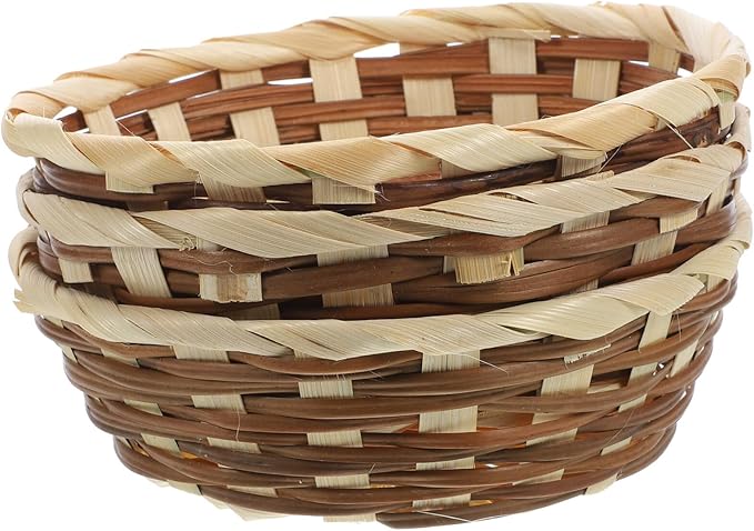 MAGICLULU 3pcs rattan serving dish tray Round Hand- Woven Fruit Basket Woven Fruit Storage Basket Natural Round Storage Basket for Home Kitchen Snack small wicker baskets Basket snack storage tray