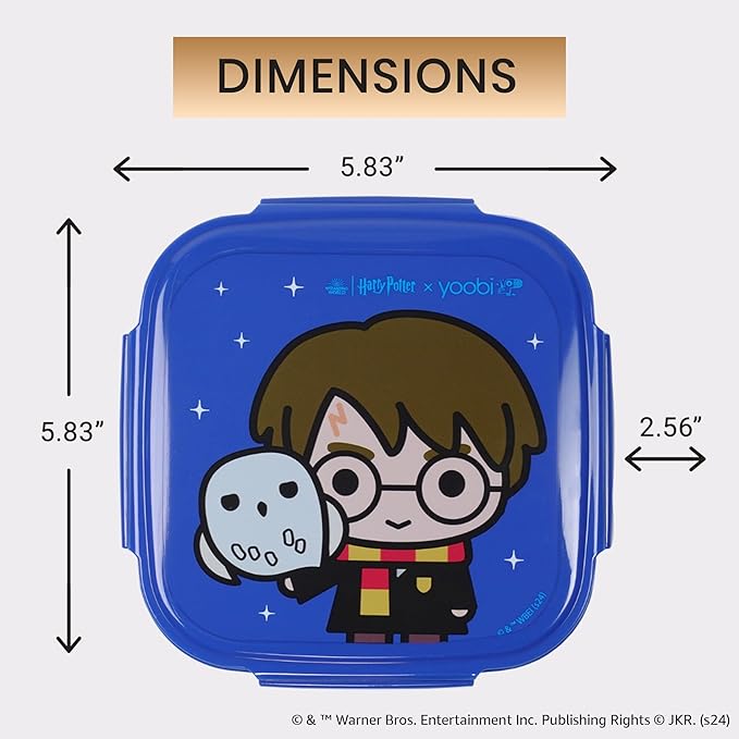 Yoobi x Harry Potter Bento Box, Snack Bags & Gel Pens Bundle – Reusable Snack Bags (3-Pack), Bento Box with Ice Pack - BPA Free, Gel Pens (10-Count) with Charms – Cute Designs for Kids & Adults