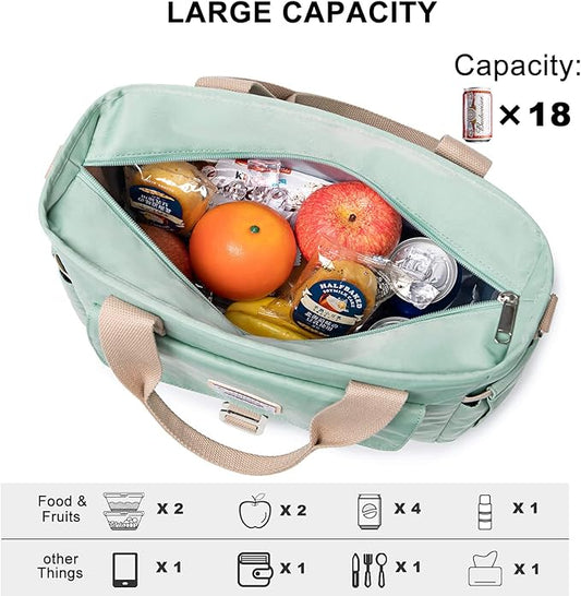 Weitars Insulated Lunch Bag for Men Women,Leak Proof Lunch Box for Work,Large Lunch Tote Bag With Removable Shoulder Strap with Side Pockets,Reusable Lunch Cooler Bag For Picnic Hiking