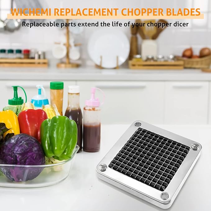 WICHEMI Replacement Chopper Blade 1/4" Blade Commercial Vegetable Chopper Stainless Steel Onion Chopper Dicer Blades and Pusher Block for Tomato Dicer French Fry Cutter