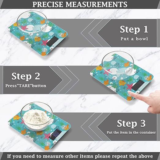 Food Scale Kitchen Scale for Baking Cooking Digital Food Weighing Measuring Scale Small Waterproof Electric Food Scale Sea Animals
