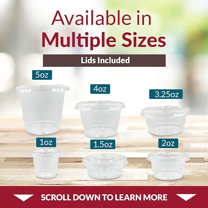 Reli. 2 oz Small Containers with Lids (250 Sets) | Jello Shot Cups with Lids | Clear Plastic Condiment Containers | Portion Cups, Sauce, Souffle | Stackable | Bulk
