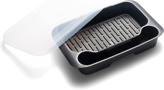 Outset Grill Prep Station and Marinade Tray, With Lid, 18" x 11"