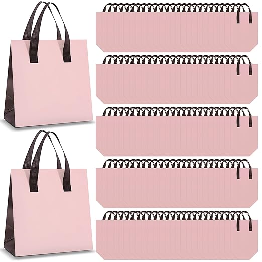 Kacctyen 100 Pcs Insulated Take Out Bags Bulk 9.5 x 6 x 9.5 in Thermal Insulation Food Bag for Coffee, Milk Tea, Hot Cold Food, Delivery Cooler Bag for Catering Restaurant Grocery Picnic(Pink)