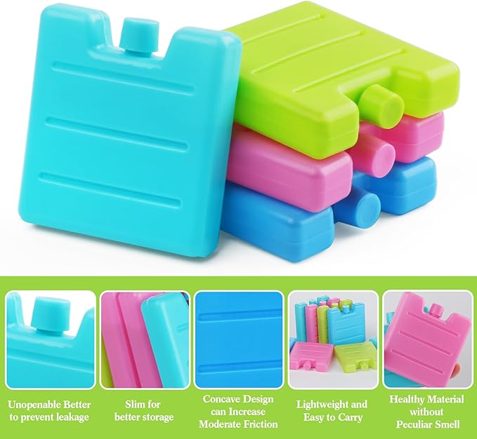Lemonfilter 8 Pack Reusable Ice Packs for Lunch Boxes, Small Freezer Packs for Coolers Leak-Proof Long Lasting Cool Packs for Camping, Travel, Picnic, Work, Fishing