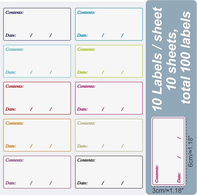 Hybsk Removable Freezer Labels Easy Peel Off - Frozen Food Storage Labels That Leave No Sticky Residue After Use (Type 4)