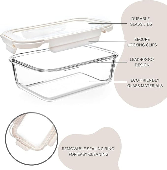 8-Piece Glass Meal Prep Set: Airtight Snap-Lock Lids for Easy Storage—Microwave, Oven, Freezer & Dishwasher Safe!