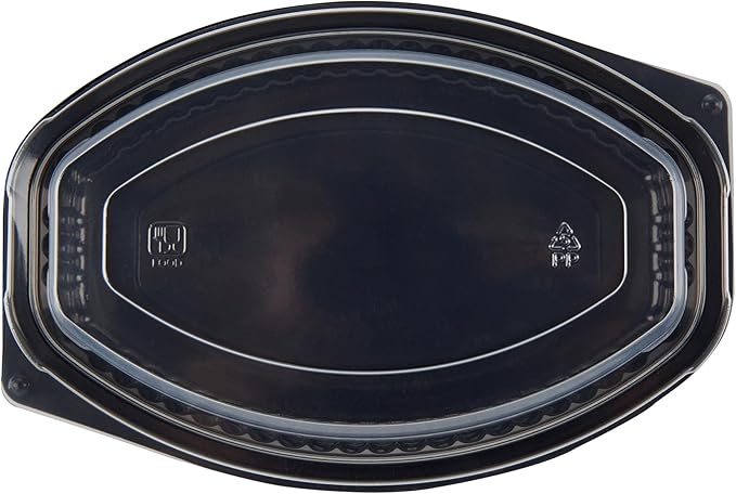 RW Base 12 Ounce Meal Prep Containers, 50 Microwavable To Go Containers With Lids - Disposable, Freezable, Black Plastic Oval Food Containers, Pack Hot And Cold Food, For Takeaway - Restaurantware