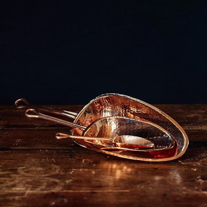 Sertodo Copper Scoop for Ice and Dry Goods | Pure Copper, Heavy Gauge, Hand Hammered | Copper Handle | 0.5 Cup / 4 oz Capacity