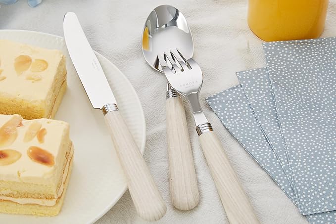 ANNOVA Silverware Set 20 Pieces Stainless Steel Cutlery Color Handle Flatware - 4 x Dinner Knife; 4 x Dinner Fork; 4 x Salad fork; 4 x Dinner Spoon; 4 x Dessert Spoon (Wood)