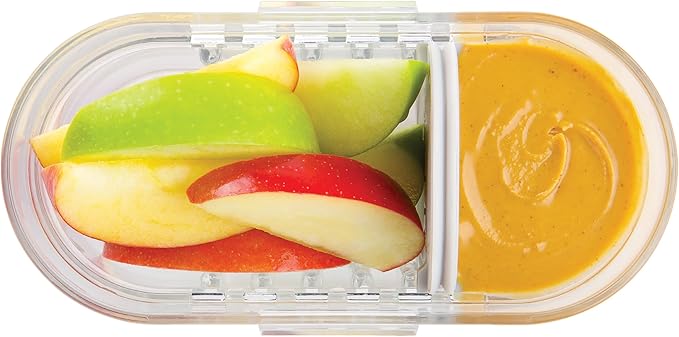 PackIt Mod Mini Bento Food Storage Container, Steel Gray, Shatterproof Crystal Clear Base, with Leak-resistant Divider and Lid, Microwavable, Dishwasher Safe, Designed for Snacks, 1 Cup Capacity