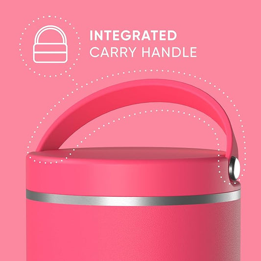 Hydrapeak 32oz Stainless Steel Vacuum Insulated Thermos Food Jar | Wide Mouth Leak-Proof Soup Container for Adults, 10 Hours Hot and 16 Hours Cold | Hot Pink