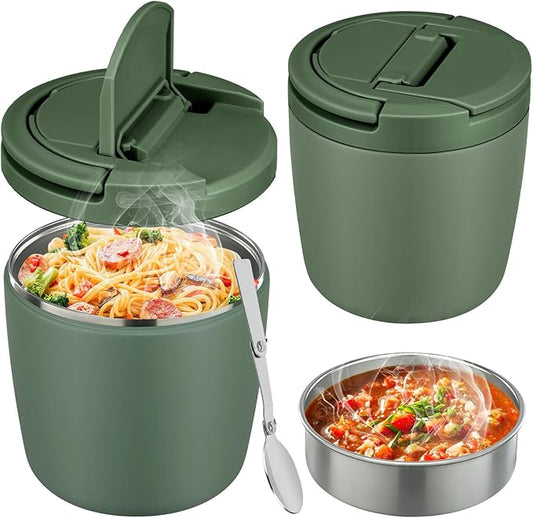 40oz Insulated Lunch Containers for Adults Soup Thermo for Hot Food Jar Wide Mouth Leak Proof Vacuum Stainless Steel Thermal Bento Box with Buckle Lid and Spoon