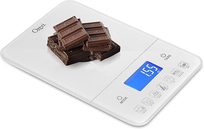Ozeri Touch III Digital Kitchen Scale with Calorie Counter, 22 lbs (10 kg), White
