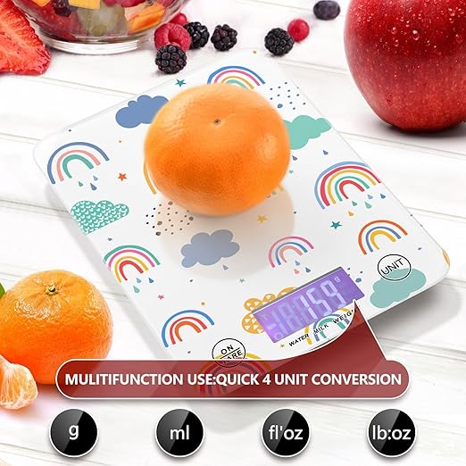 Food Scale Kitchen Scale Food Scales Digital Weight Grams and Ounces Small Electronic Food Scale for Baking Cooking Colorful Rainbow