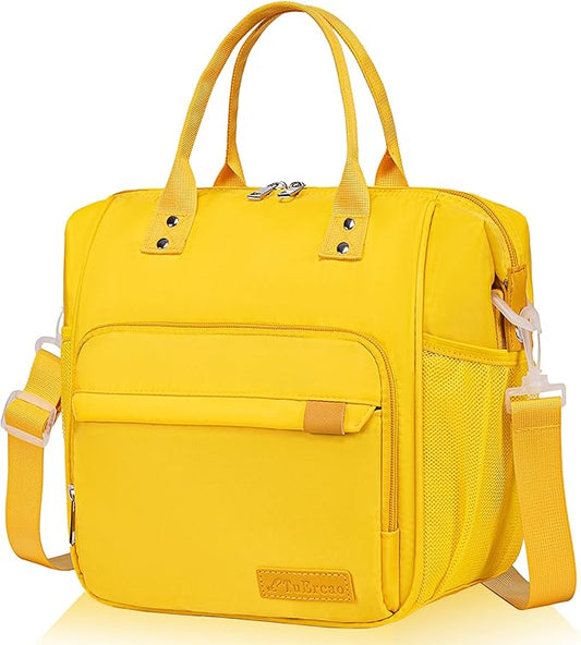 TuErCao Yellow Lunch Box for Women Insulated Lunch Bag for Young Ladies Lunch Tote Bag
