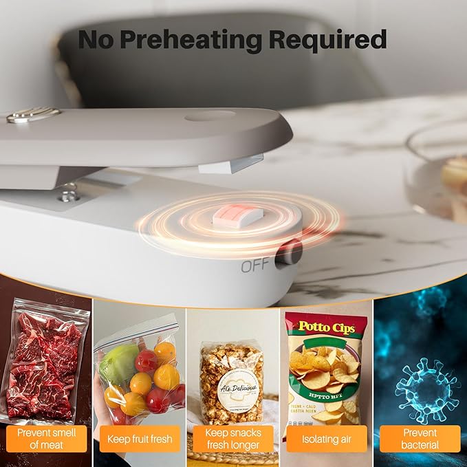 ODSD 2 in 1 Mini Bag Sealer Heat Seal and Cutter With Lanyard - Portable Handheld Chip Heat Sealer for Snacks, Candies, Plastic Food Storage (Batteries Included)