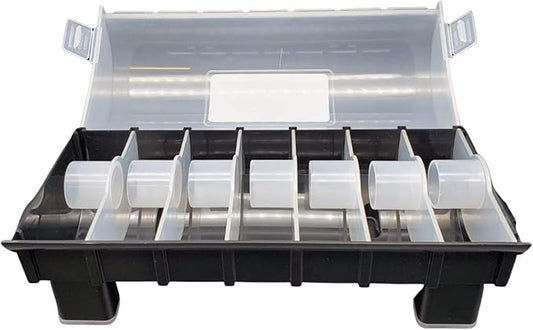 7-Slot Day of The Week Covered Label Dispenser (for 3/4" & 1" Labels) - Food Sticker Holder for Inventory Management and Meal Prep, Protects Labels Inside