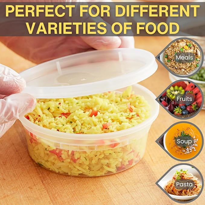 Plastic Deli Containers with Lids Combo Set, 32oz 16oz 8oz Food Storage Containers with Lids, Stackable, Leakproof, BPA Free, Microwave and Freezer Safe for Meal Prep, Salad, Snacks.
