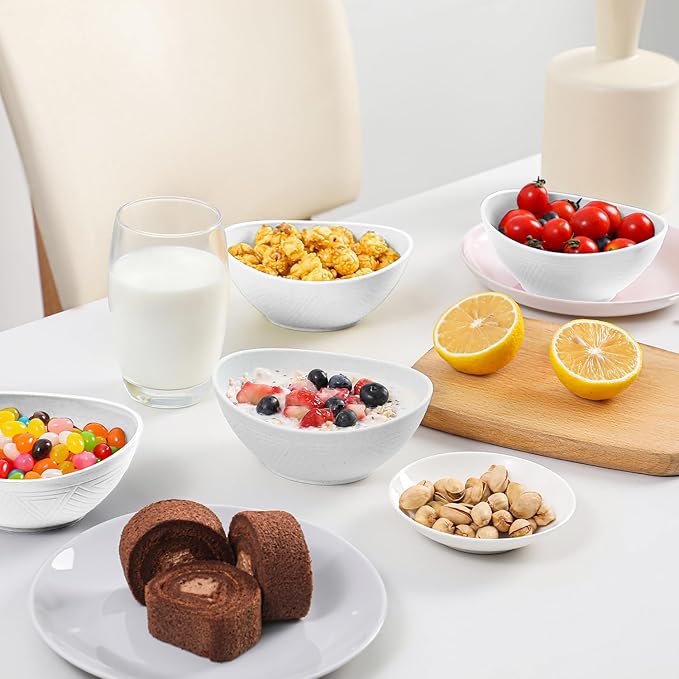 Wheat Straw Bowls Dessert Bowl 10 OZ - 5 Inch | Unbreakable Small Bowl Set, Microwave and Dishwasher Safe Bowls Mini Bowl for Appetizer, Dessert 4 PCS (White)