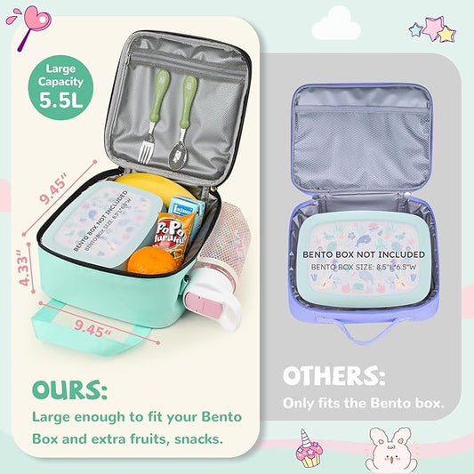 REDSHELL Tactical Lunch Box Kids, Large Insulated Lunch Bag for Girls, Cooler Lunchbag, Square Toddler Lunchbox, Back to School Daycare Lunch Tote Pail with Water Bottle Holder Shoulder Strap, Green