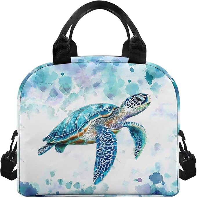 Showudesigns Sea Turtle Lunch Bags for Girls 10-12 12-14 Kids Insulated Lunch Box Reusable Lunch Tote Bag with Handles Middle School Lunchbox Containers Hippie Thermal Meal Tote Kit