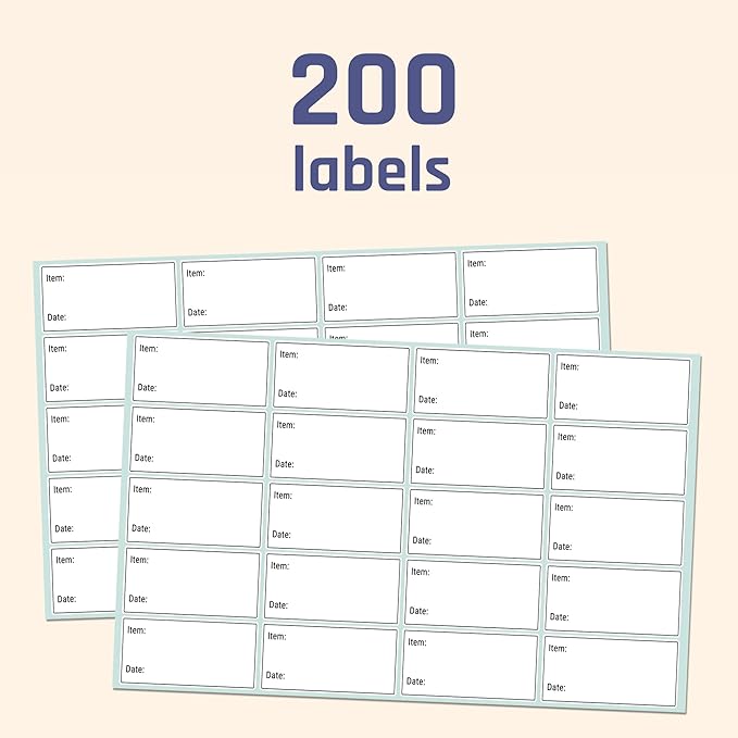 200 Pieces, 2" x 1", Removable Food Labels for Freezer Storage, Date Stickers to Write On