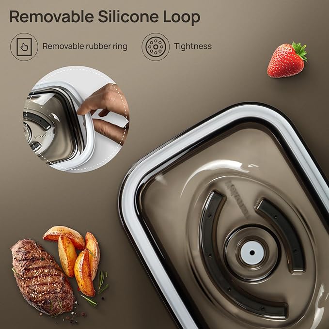 2PCS Vacuum Seal Food Storage Containers Vacuum Sealer containers Fresh Save & Keep the Flavor, Square, BPA-Free, Leak Proof, Lid with Lock - Dishwasher, Freezer & Microwave Safe