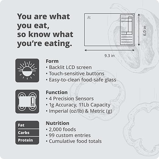 Nutrition Scale by Greater Goods with Food Grade Glass, Perfect for Calorie Counting, Meal Prep, and Weight Loss (Pearl Gray)