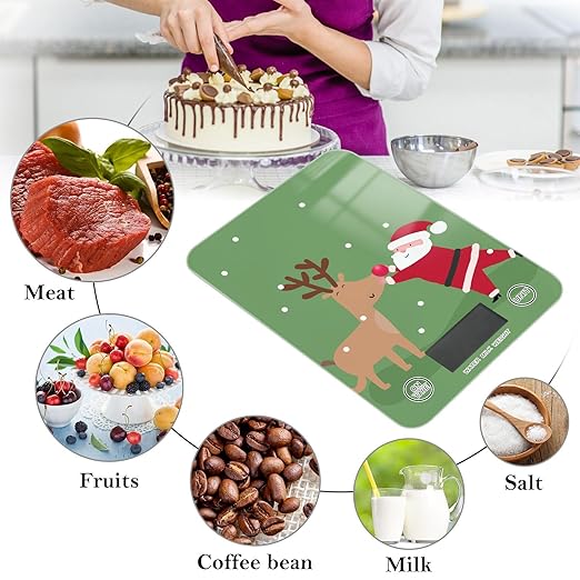 Food Scale Kitchen Scale Food Scales Digital Weight Grams and Ounces Small Electronic Food Scale for Baking Cooking Christmas Santa Claus Deer