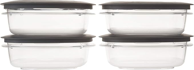 Rubbermaid Premier Food Storage Container, 3 Cup, Grey (4 Pack)