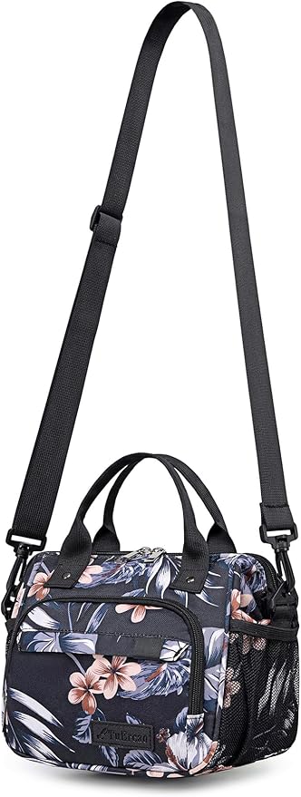 TuErCao Hibiscus Small Lunch Bag Lightweight Insulated Lunch Box for Women Work Portable Soft Cooler for Picnic Travel Road Trips, Loncheras para Mujer