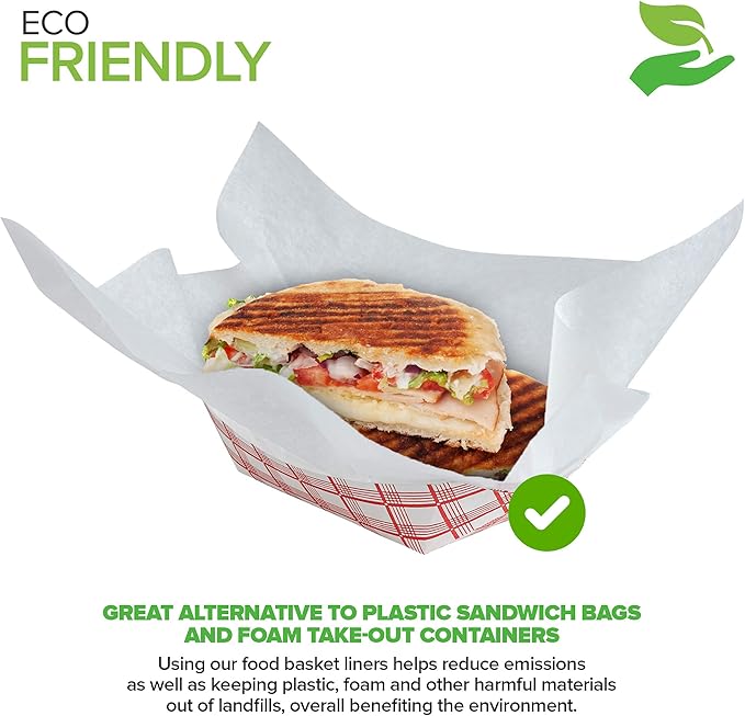 Stock Your Home 12 x 12 Grease Proof Deli Wrapper (500 Pack) - Pre Cut Natural Wax Paper Sheets - Recyclable Food Basket Liners - White Deli Papers For Sandwiches, Lining Wire Food Baskets, Food Trays