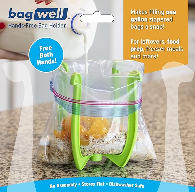 Bag Well Ziplock Bag Food Prep Holder Stand for Food Storage Bags, Gallon Size