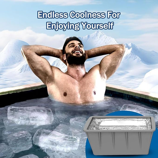 Extra Large Ice Cube Molds 4Pack 32LB Silicone Ice Block Molds for Ice Plunge Tub, Reusable Ice Cube Trays for Freezer, Giant Ice Cube Molds for Home Ice Baths,Cold Plunge Accessories (Grey)