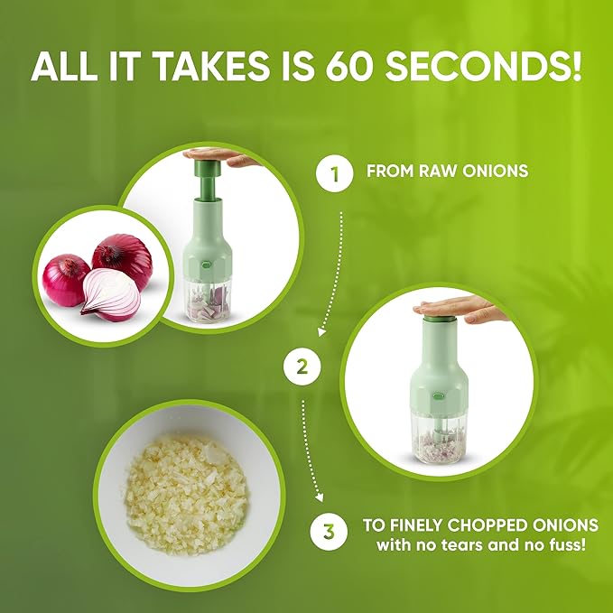 Brieftons Express Manual Food Chopper: 2-Cup, Hand Chopper Vegetable Cutter to Chop Veggies, Fruits, Herbs, Garlic Onion Chopper for Salsa, Salad, Pesto, Hummus, Guacamole, Coleslaw, Indian Cooking