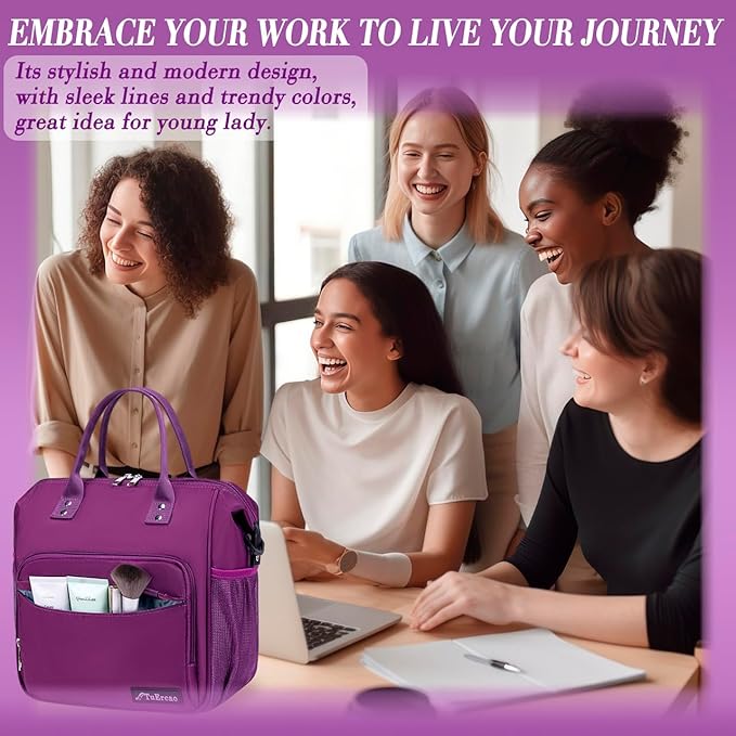 Purple Lunch Box for Women Insulated Lunch Bag Fits Bento Boxes, Snack and Foods, Ladies Lunch Tote Bag for Mother Mom Sister Friend Wife Her