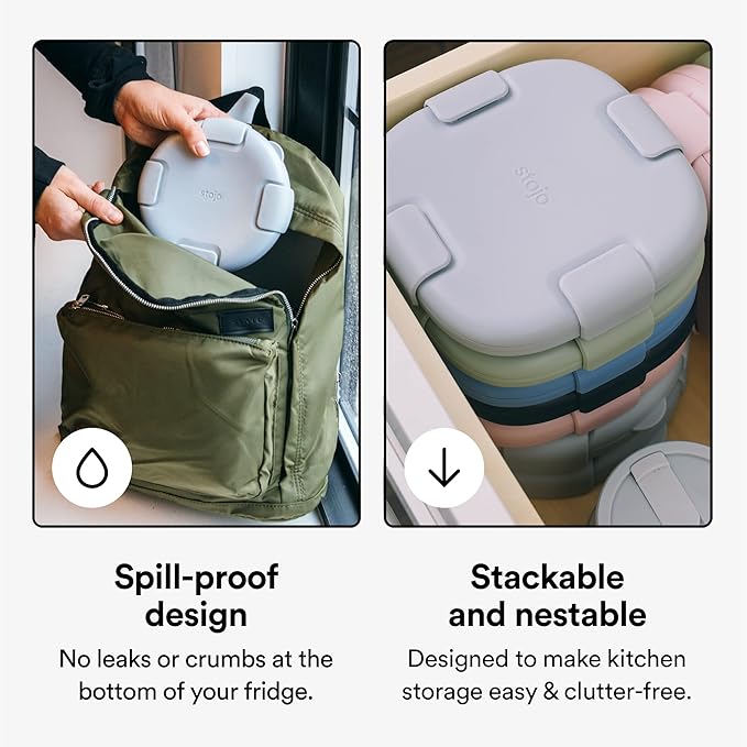 STOJO Collapsible Bowl - Carbon, 36oz - Reusable Silicone Bowl for Hot and Cold Food - Perfect for Travel, Meal Prep, To-Go Lunch, Camping & Hiking - Microwave & Dishwasher Safe