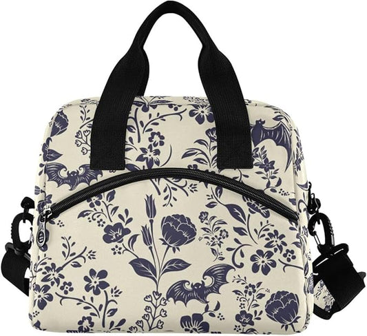 Goth Bat Insulated Lunch Bag Reusable Lunch Tote Bag Cooler Bag for Women Men Adult Lunch Box with Adjustable Shoulder Strap Leakproof Lunch Bag for Work Picnic Camping