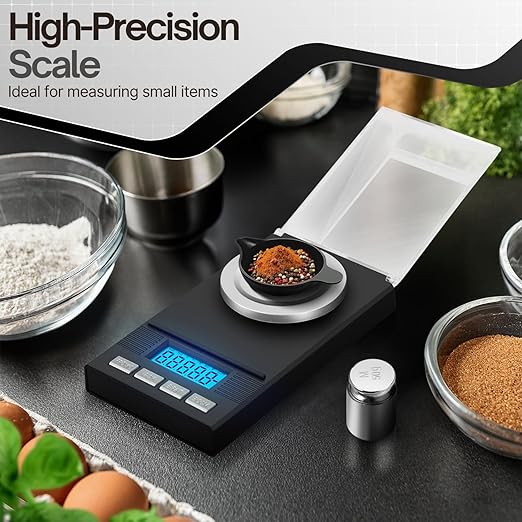 Flexzion Digital Milligram Scale Kit - 50g/0.001g, High Precision Micro Scale, Jewelry Scale, Powder Scale, Reloading Scale, Mg Scale for Weighing Powders & Medicine, Includes 50g Calibration Weight