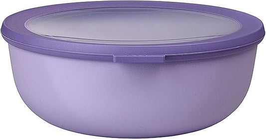 Mepal Cirqula 76oz/2,250ml Multi Food Storage & Shallow Serving Bowl with Transparent Lids | Perfect for Food Prep | Microwave & Dishwasher Safe | Nordic Lilac | Made in Holland