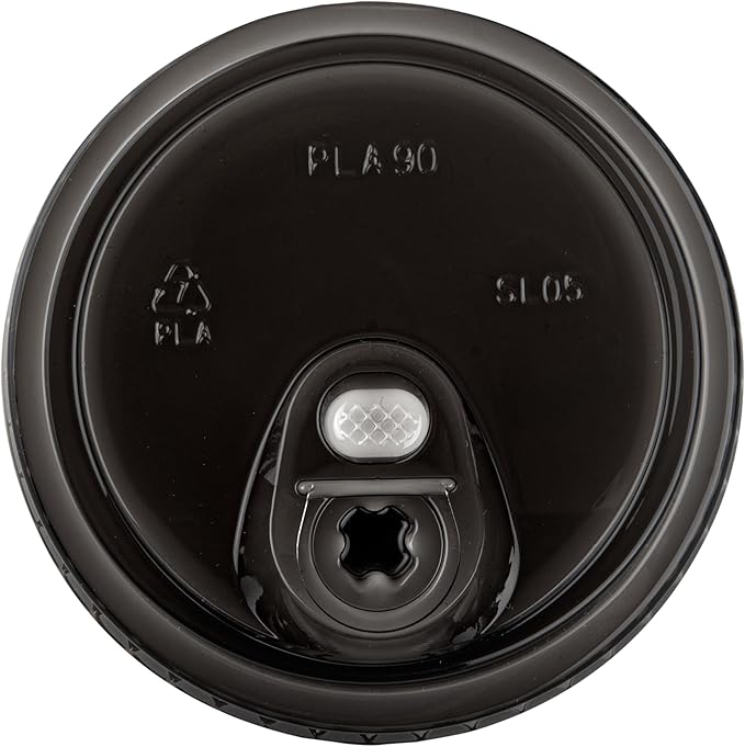 LIDS ONLY: Zero Waste 3.5 x 3.5 Inch Plastic Lid, 100 Disposable Sippy - Cups Sold Separately, Commercially Compostable, Black PLA, Fits 12, 16, and 24 Ounce Cups - Restaurantware