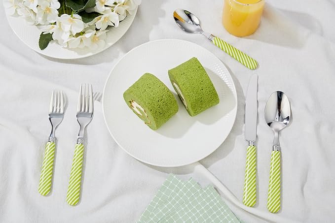 ANNOVA Silverware Set 20 Pieces Stainless Steel Cutlery Color Handle Flatware - 4 x Dinner Knife; 4 x Dinner Fork; 4 x Salad fork; 4 x Dinner Spoon; 4 x Dessert Spoon (Light Green)