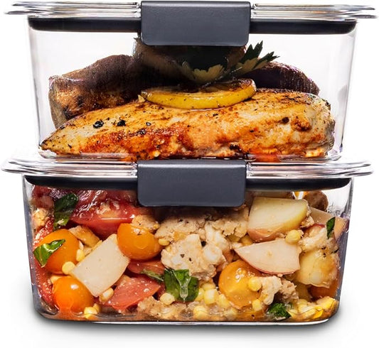 Rubbermaid Brilliance BPA-Free Food Storage Containers, Medium Deep, 4.7 Cup, 2-Pack, Airtight & Leak-Proof, Microwave & Dishwasher Safe