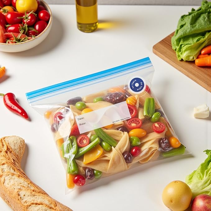 Reusable Sous Vide Bags 53Pcs BPA-Free, 2.9L Vacuum Sealer Bags for Cooking & Microwave, 45 Zipper Bags, 3 Seal Clips ＆ 5 Cooking Clips, Heat-Resistant & Leakproof (10x11in)