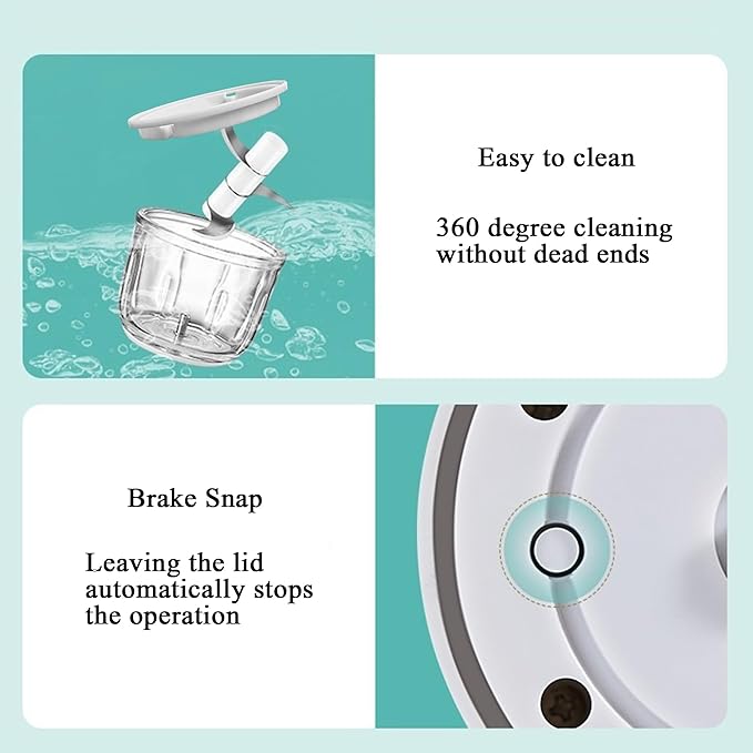 350ML Electric Garlic Chopper, Portable Veggie Chopper,Garlic Grinder Masher Onion Chopper, Blender to Vegetable, Cordless Food Processor for Ginger, Chili, Fruit, Meat, Spices, Beans, etc