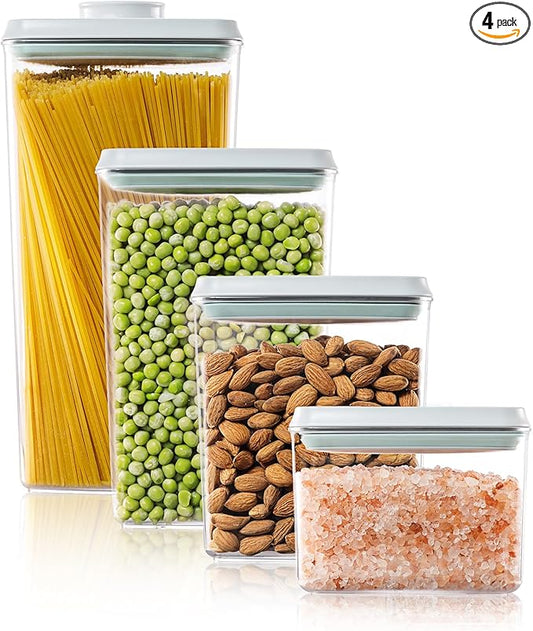 Pop Airtight Containers - 4 Pack BPA-Free Food Storage Containers with Lids and Measurement Marks