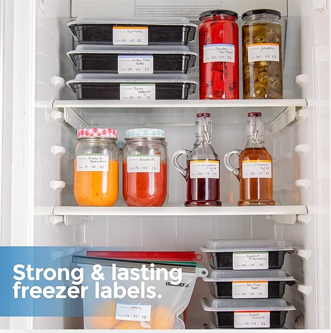 100 Freezer Easy Peel Off - Postage Meter - Color Coding Frozen Food Labels Holders Stickers That Leave No Sticky Residue After Use, Jar Labels - Freezer Label