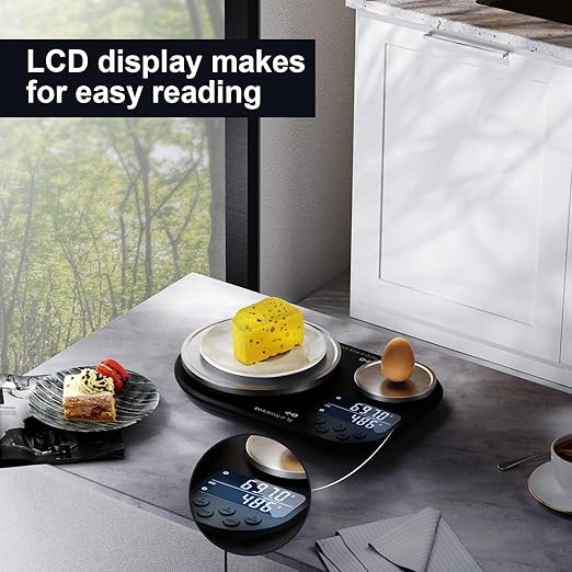 Dual Platform Kitchen Scale, Digital Food Scale Weighs Up to 5kg & 300g,Digital Scale with Stainless Steel Weighing pan, Ideal for Cooking, Baking and Food