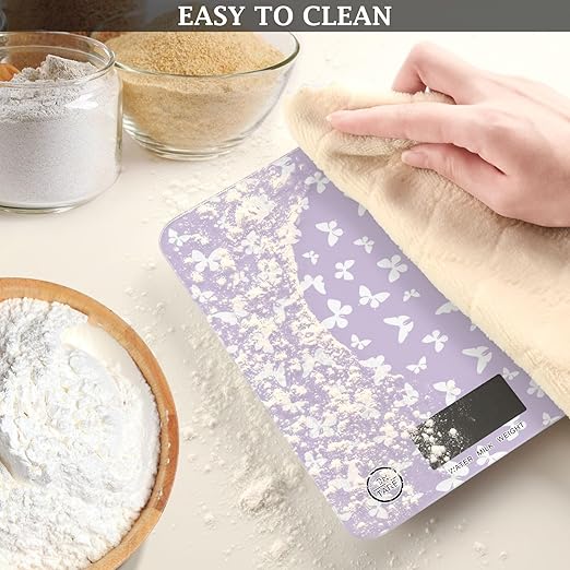 Food Scale Kitchen Scale for Baking Cooking Digital Food Weighing Measuring Scale Small Waterproof Electric Food Scale Purple Butterfly